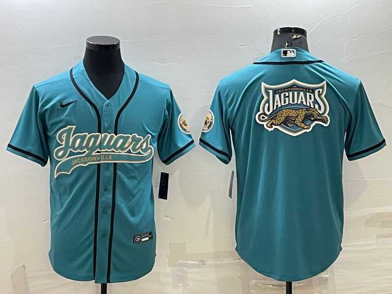 Men's Jacksonville Jaguars Teal Team Big Logo With Patch Cool Base Stitched Baseball Jersey,We sell and wholesale Men's Jacksonville Jaguars Teal Team Big Logo With Patch Cool Base Stitched Baseball Jersey on line form chian!